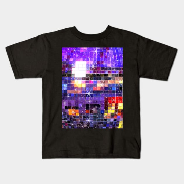 Twinkle 70s Disco Ball Pattern Kids T-Shirt by Art by Deborah Camp